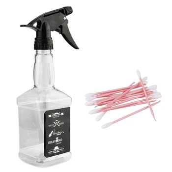 

1 Pcs 650Ml Hairdressing Spray Bottle Salon Barber Hair Tools & 75Pcs Double Head Cotton Swabs Ear Clean Tools