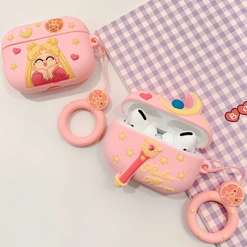 

Sailor Moon Wireless Bluetooth Earphone Cute Case for Airpods 1 2 3 Pro Accessories Case Earphone Silicone Protective Cover Pink