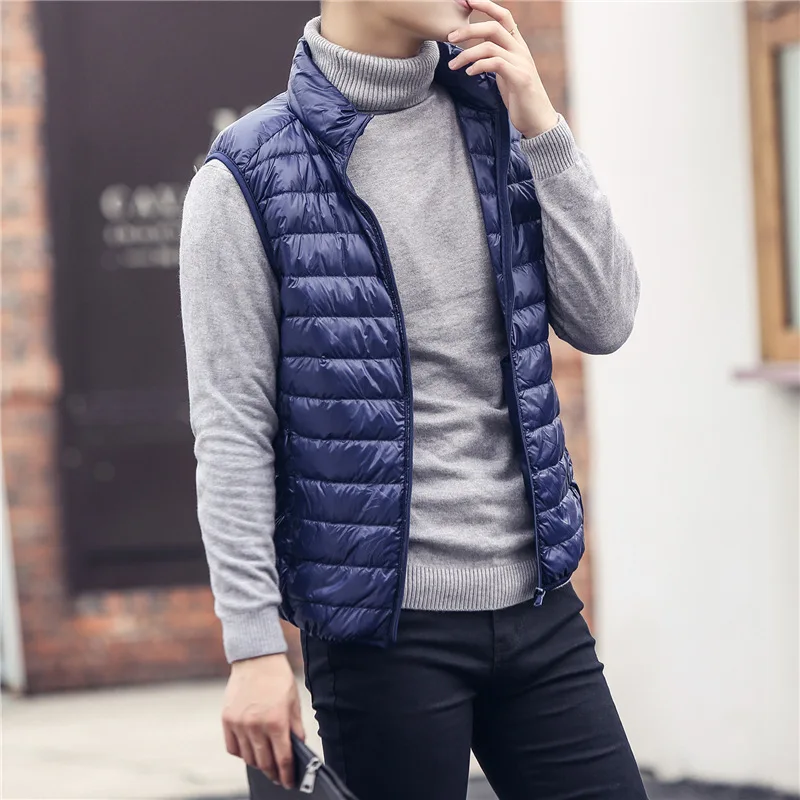 BOLUBAO Brand Men Down Vest Coat Autumn New Solid White Vest Fashion Casual Duck Down Jacket Male
