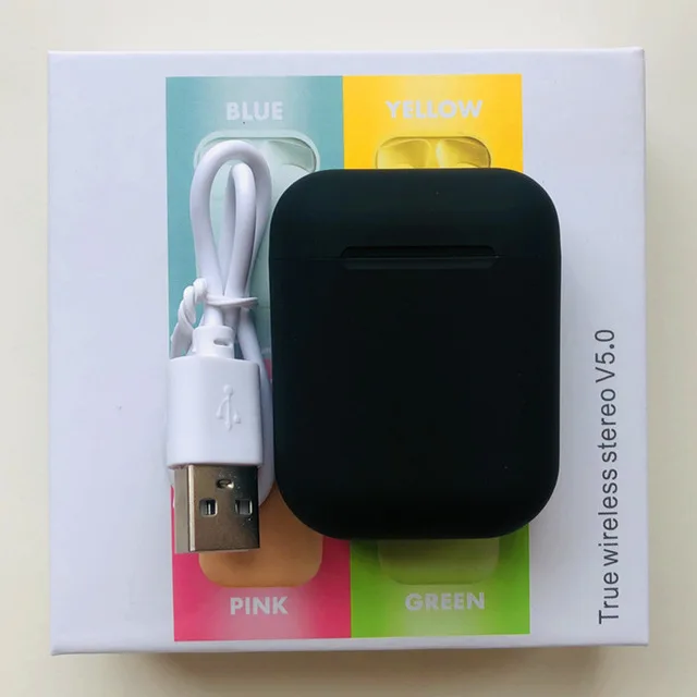 Black with box TWS I12 Bluetooth наушники 5,0 Беспроводные наушники с шумоподавлением спортивные водонепроницаемые наушники для xiaomi huawei iphone - Цвет: Black with box