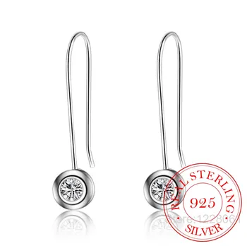 

Simple Fashion 925 Sterling Silver Earrings U Shape Round Zirconia Drop Earrings For Women oorbellen brincos pendientes S-E402