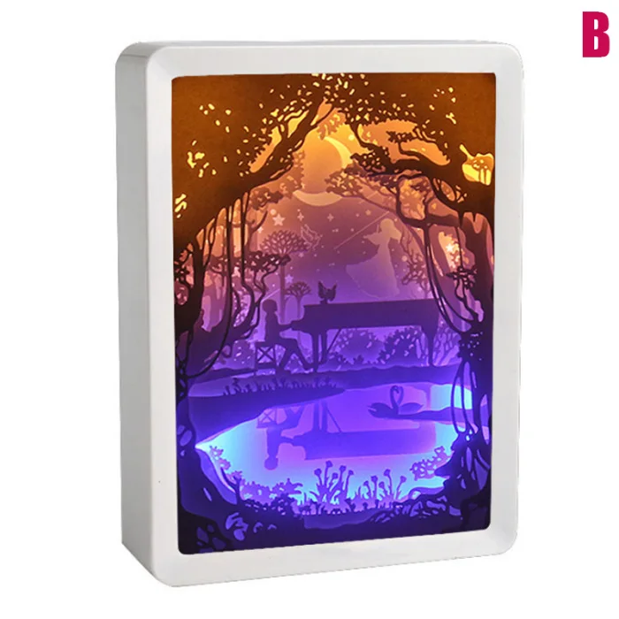 Lâmpada de Papel Decoração para Casa Noite Padrão Pintura Mesa Sombra Caixa Quadro Festa Hogard 3d Led 5 Luzes noturnas