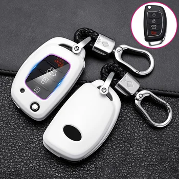 

ABS Carbon Fibe Car Smart Key Case Full Cover Protect Case For Hyundai Greta I20 I10 I30 IX25 Tucson Elantra Santa Fe Keychain