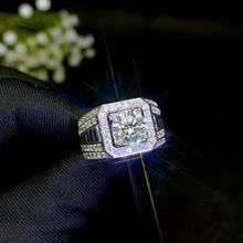 BOEYCJR 925 серебро 1ct/2ct F цвет Moissanite VVS обручальное свадебное кольцо с бриллиантом для мужчин с национальным сертификатом