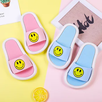 

Summer Kids Shoes Boys Beach Shoes Baby Toddler Cartoon Smiley Girls Bathroom Slippers Flip Flops Childern Slippers PVC Antiskid