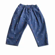Новинка года; детские брюки из Харлана в горошек для детей 1-5 лет; свободные джинсы; длинные брюки; детские джинсы