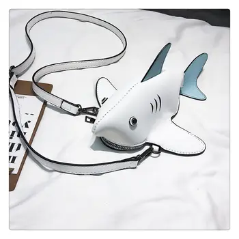 

Shark bags 2020 girls new ladies cute messenger bag women with belt luxury coin purses