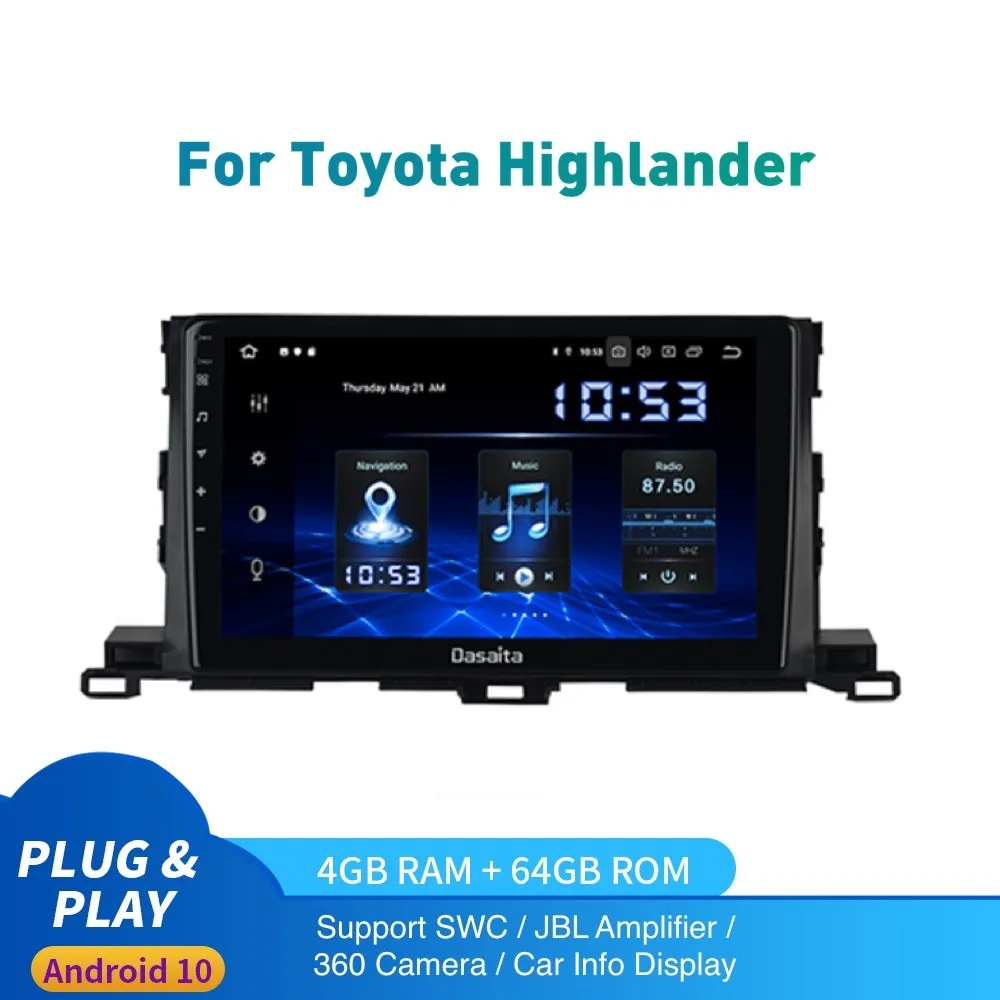 10 2 &quot1Din Автомобильный Srereo для Toyota Highlander GPS Naviagtion 2014 2015 2016 2019 с поддержкой JBl