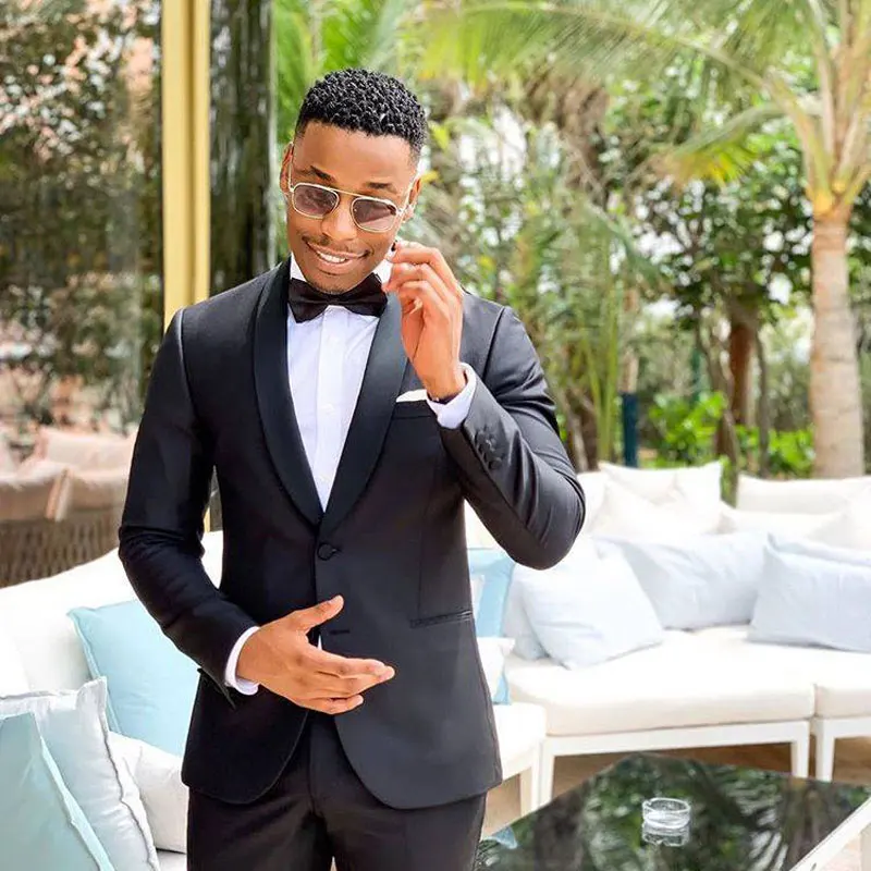 Классические свадебные костюмы мужские 2019 Черный Смокинг Жениха Лучший мужской