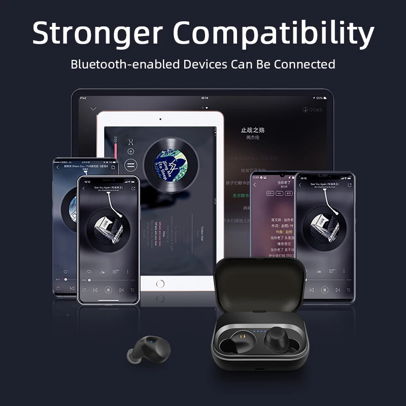 Беспроводные наушники Mini TWS Беспроводные Bluetooth 5,0 наушники с затычки в уши для микрофона с 1200 мАч зарядная коробка IPX5 Водонепроницаемый