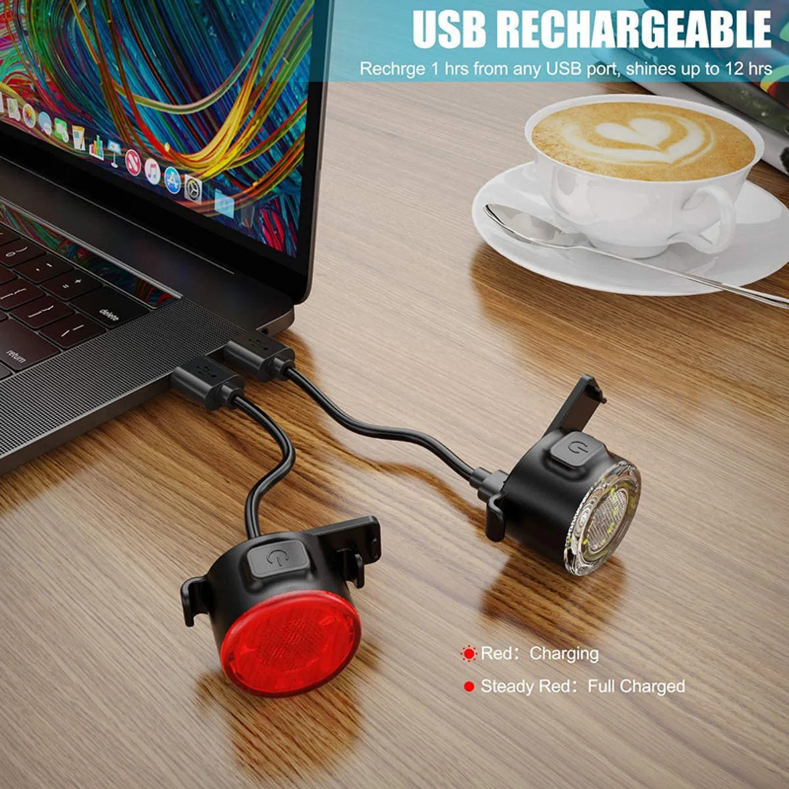 Велосипедные передние и задние фонари Xpe с зарядкой от Usb светодиодные для езды на