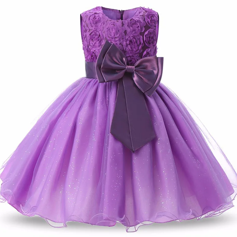 Летнее платье-пачка для девочек на свадьбу; платья для дня рождения для девочек; Детский костюм; дизайнерское платье принцессы с цветочным узором для девочек-подростков - Цвет: Purple