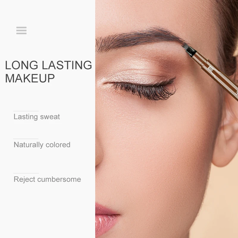 

Microblading Eyebrow Tattoo Pen with 4 Forks Tips Fine Sketch Eyebrow Pencil Waterproof Long Lasting Natural Eyerow Tint TSLM2