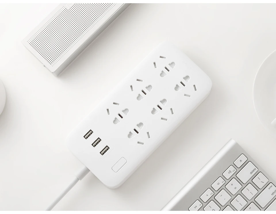 Original Xiaomi Mijia Power Strip Basic Version 6 Sockets With 3 5V 2.1A Fast Charging USB Ports White Mi Socket (7)