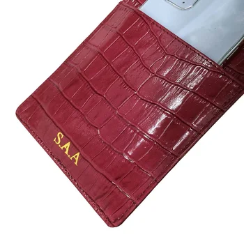 

Free Custom Initials Luxury Genuine Leather Card Pocket Pouch Strap Case For iPhone 11Pro Max XS Phone Cover Cute Crocodile Bag