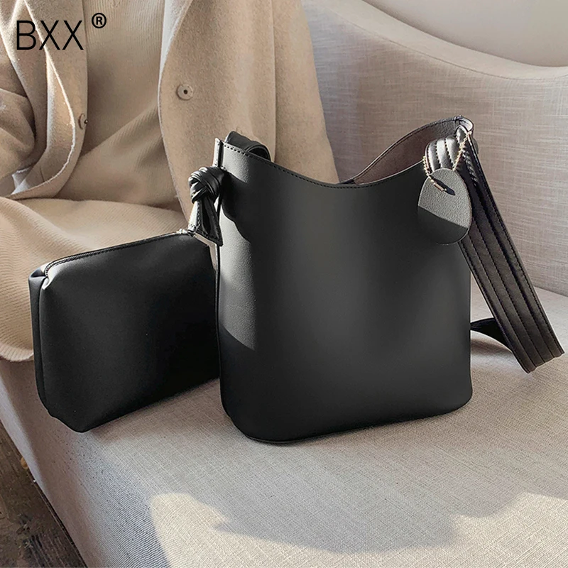 

[BXX] PU Leather Crossbody Bucket Bag For Women 2020 Large Capacity Shoulder Messenger Bag Lady Travel Handbags and Purses HK095