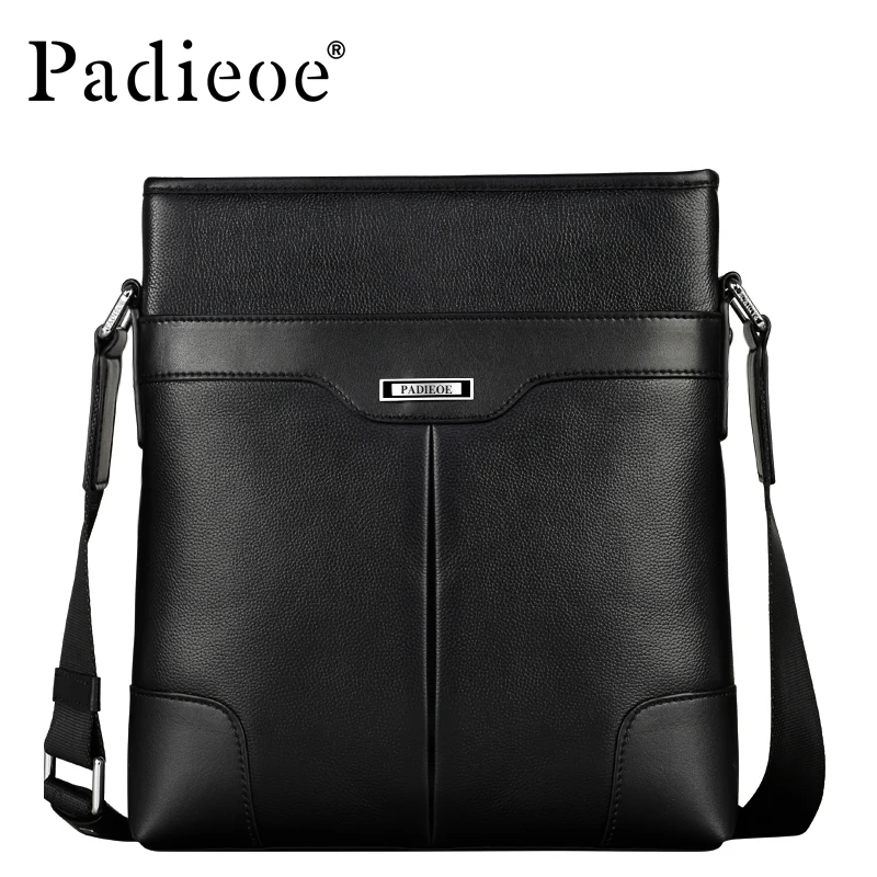 Padieoe Fashion Men Bag Genuine Leather Business Male Shoulder Bag