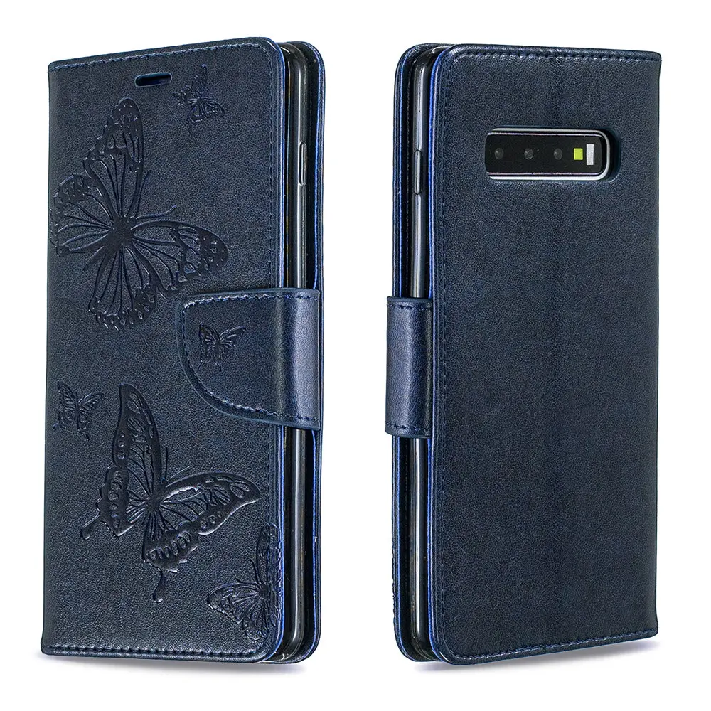 Простой флип-чехол для телефона с текстурой бабочки для samsung Galaxy S10e S10 S9 J4 J6 Note 10 Plus чехол кожаный чехол-кошелек