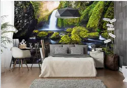 custom mural Photo wallpaper Mountain spring stream water green beautiful scenery home decor 3d wallpaper for walls in rolls