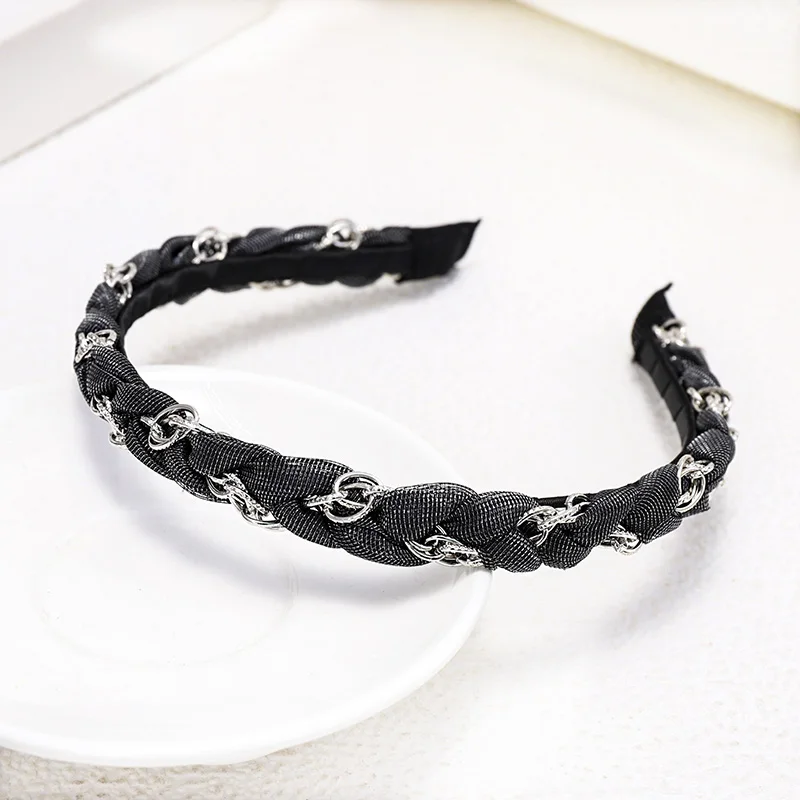 C798 black Винтажные плетеные жемчужные ободки для волос для женщин, заколки для волос, аксессуары для волос для девушек, opaska diademas bandeau cheveux - Цвет: C798 black
