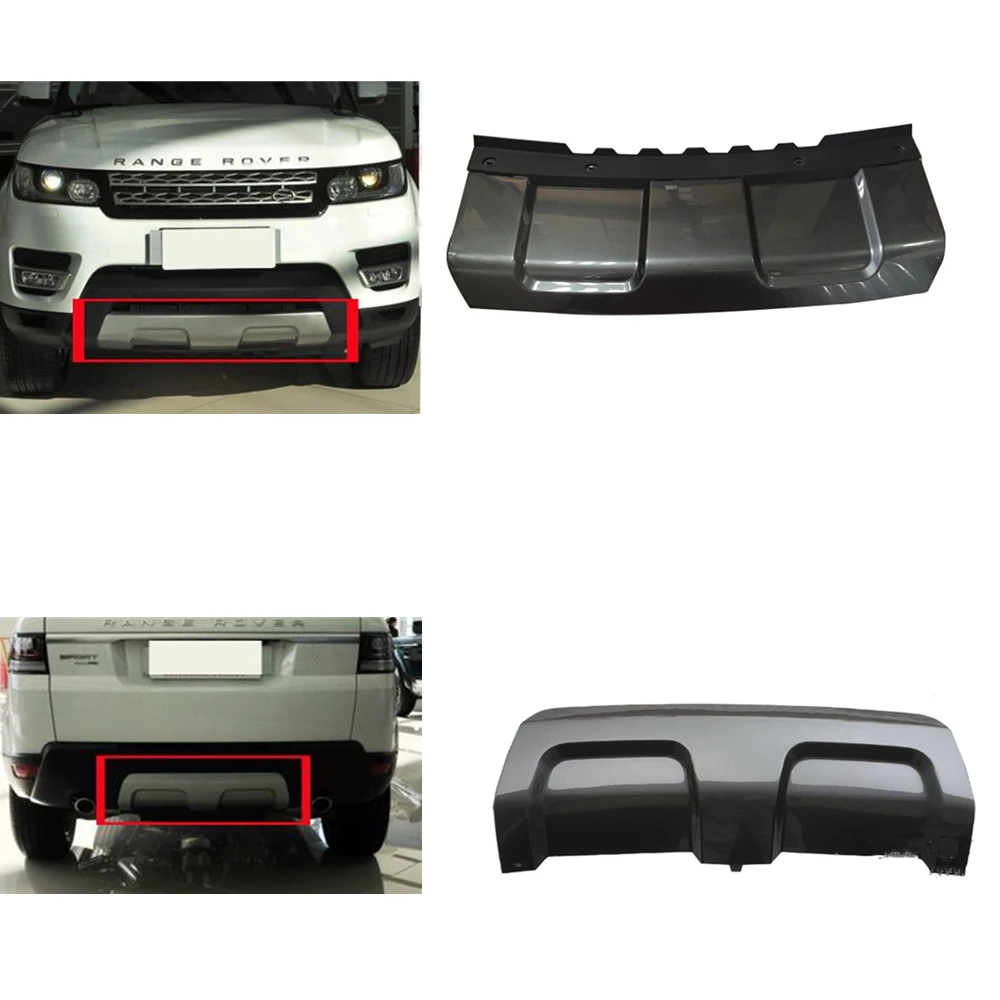 

For Land Rover Range Rover Sport 2014-2017 Glossy Gray Car Front+Rear Bumper Tow Hook Trailer Cover Spoiler Skid Plate Body Kit