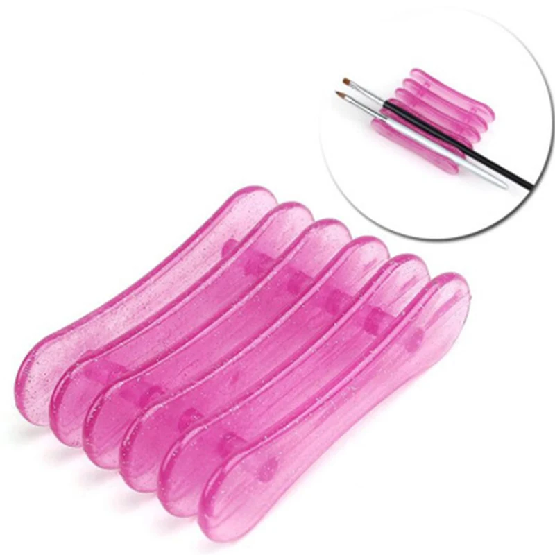 1 Pcs Rose Red 5 Grid Nail Art Brush Tool Pen Holder Carving Painting UV Gel Crystal Carrier Holding | Красота и здоровье