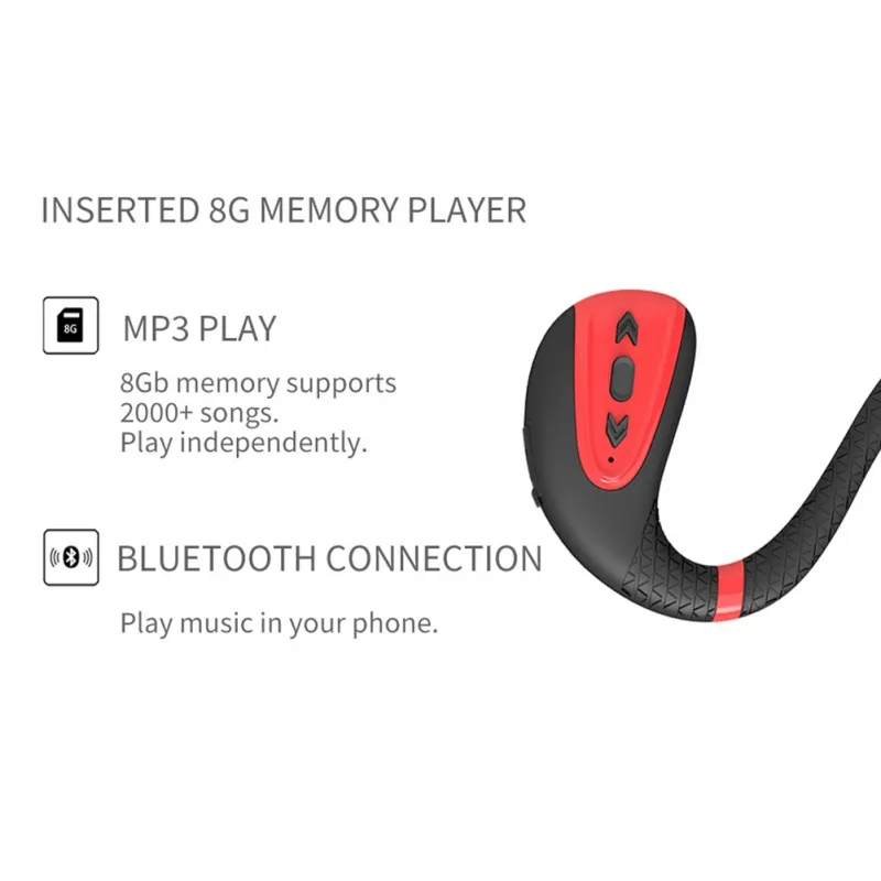 Наушники костной проводимости Bluetooth 5,0 водонепроницаемые IPX8 8GB память HiFi беспроводная гарнитура