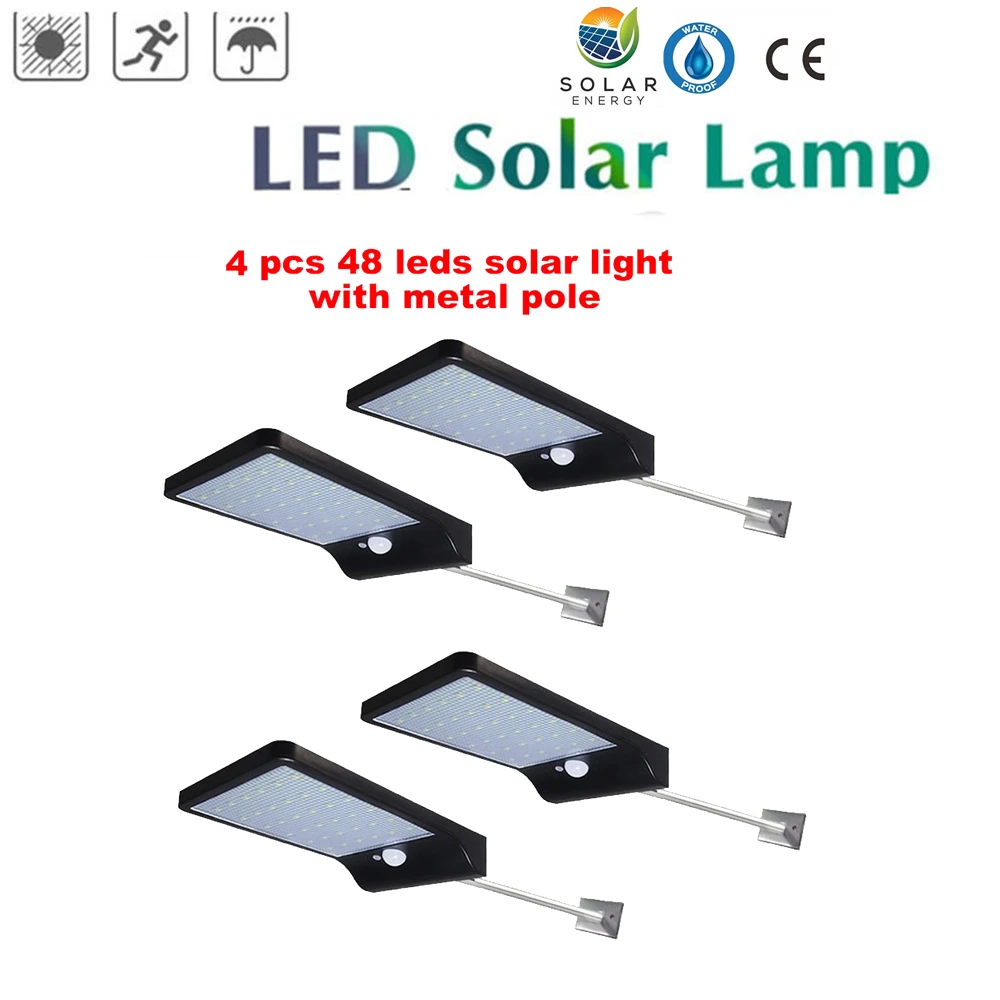 

2/4pcs 48 LEDs Solar light Solar Panel Power lamp PIR Motion Sensor Path light Street Porch Security Outdoor Waterproof Wall lam