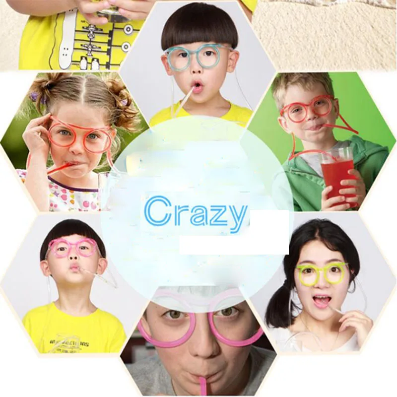 Creative Fun Funny Straw Glasses Children Fun Straw Transparent Drink Soft Glasses Plastic Straw Funny Fashion Cartoon Party (2)