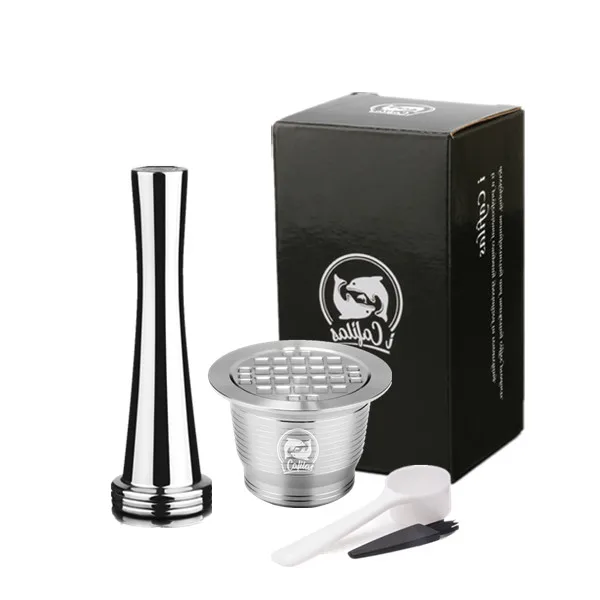 1 capsule 1tamper Многоразовые 4 шт обновление квадратное отверстие Nespresso из нержавеющей стали пустые капсулы металлические многоразовые чашки фильтра для кофе многоразовые капельницы - Цвет: 1 capsule 1tamper