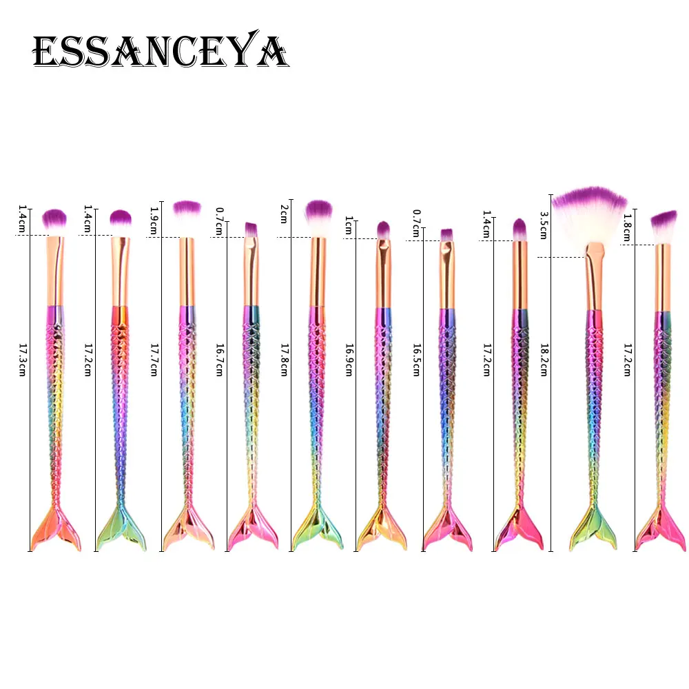 ESSANCEYA 6-15 шт Русалка макияж набор кисточек для теней подводка для глаз Румяна смешивание основа косметика макияж наборы щеток