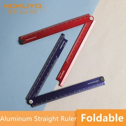 Régua kokuyo dobrável de liga de alumínio, régua de 15cm a 30cm, design simples dobrável de 90 graus, metal de papelaria, urbano, 1 peça