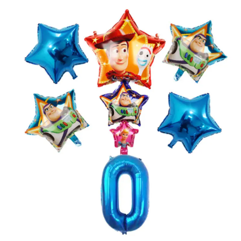 Balloons-14-1Set 1 набор,, игрушечный Сказочный светильник Базз, год, воздушные шары из мультфильма, фольга, гелий, 32 дюйма, цифры, синие воздушные шары, История игрушек, шары с днем рождения - Цвет: Balloons-14-1Set