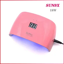 Брендовая 18 Вт лампа для ногтей, портативный SUN9X Светодиодный УФ-светильник, машинка для ногтей, для всех гелей, лак 9 светодиодный S с цифровым дисплеем