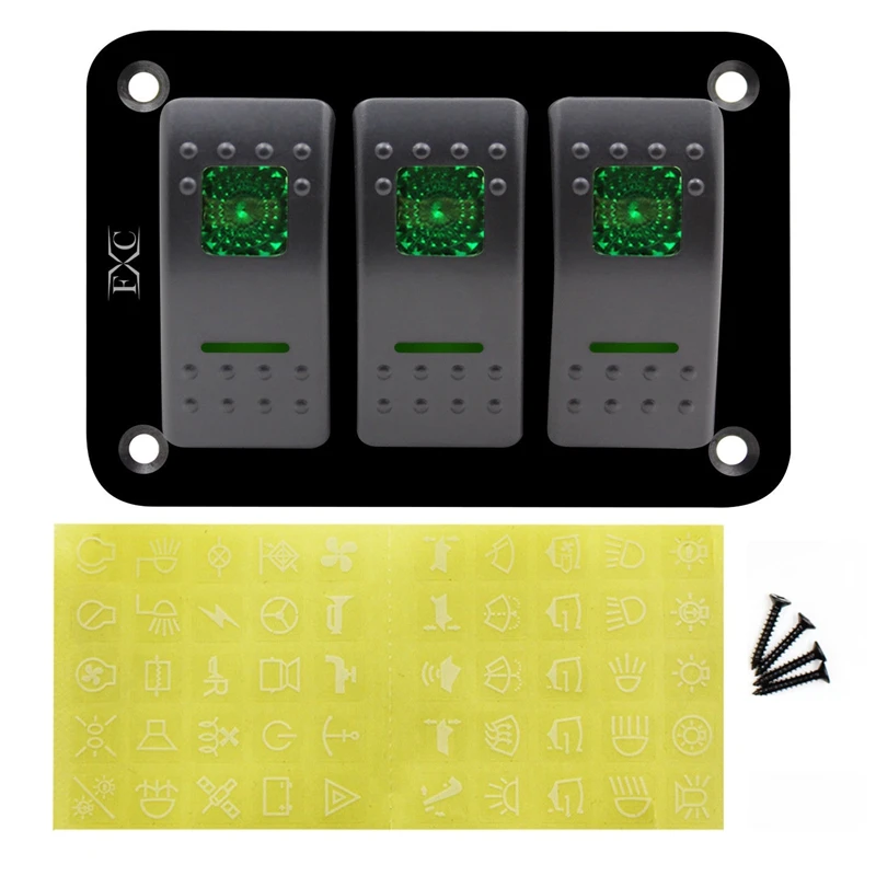 HLZS-12V-24V-3-Gang-Toggle-Rocker-Switch-Panel-Green-LED-Light-On-Off-Car-Marine-Boat