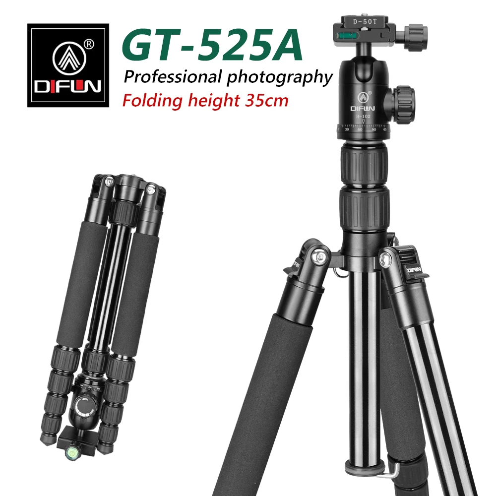 DIFUN GT-525A Tripode para Camara de Video Профессиональный стабильные зеркалки треугольная подставка с F-32A панорамной шаровой головкой