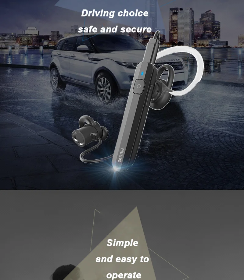 Беспроводная гарнитура Philips SHB1633 с Bluetooth 5,0 литий-полимерный регулятор громкости для Iphone X Galaxy Note 8 официальный тест
