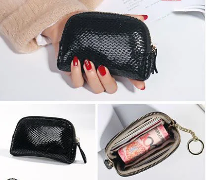 Black small Женская сумка-клатч, роскошный держатель для карт Samll, сумки монета кошелек портмоне, глянцевая коровья кожа, черные женские подарочные сумки - Цвет: Black small