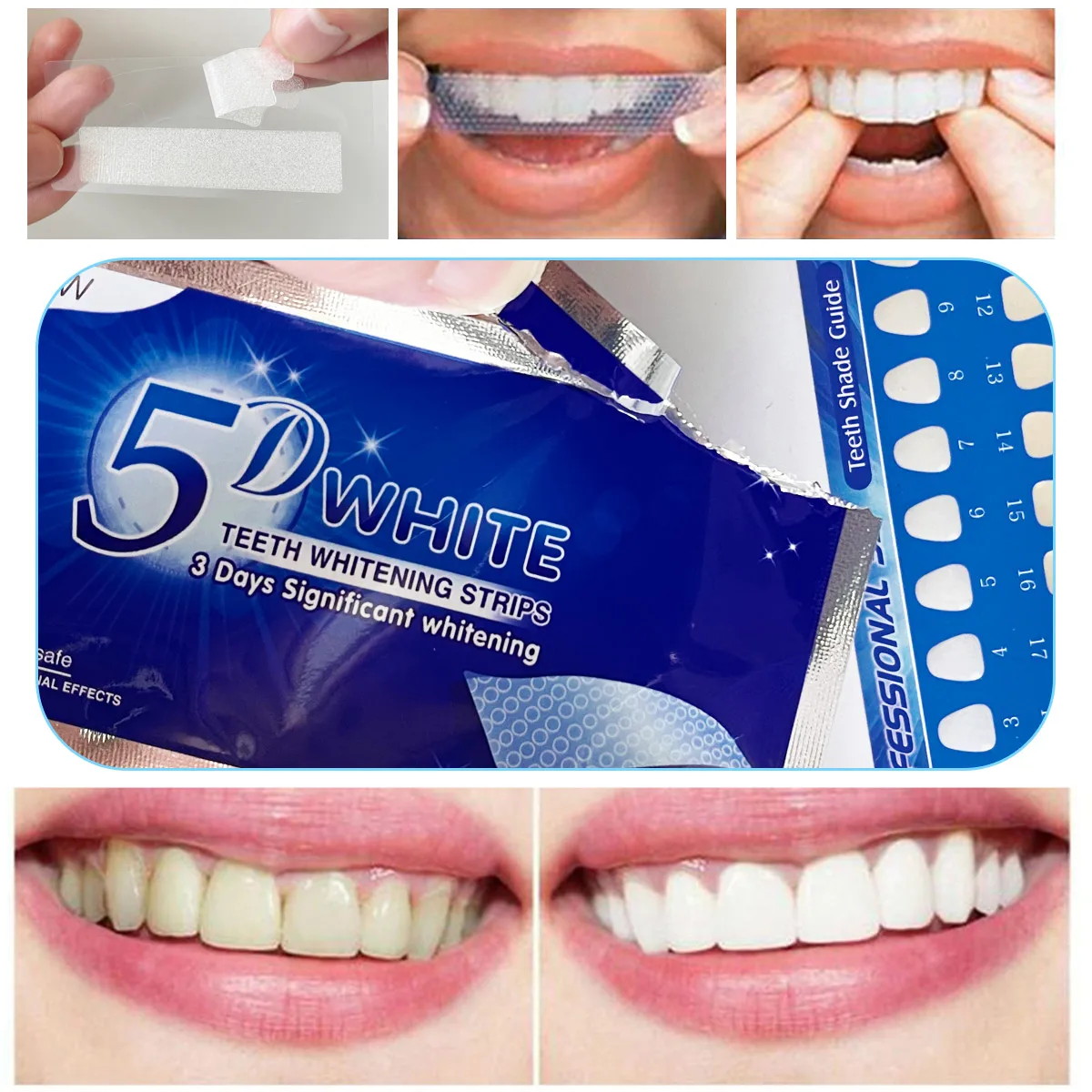 5D Gel Teeth Whitening Strips Dental kit for false Teeth Veneers teeth whitening kit,teeth whitening strips