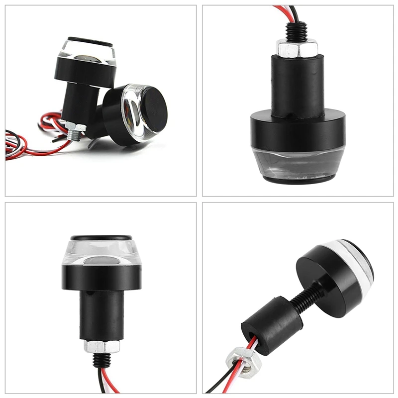 Motorcycle LED Handlebar End Turn Signal Light DC 12V White Yellow Flasher Handle Grip Bar Blinker Side Marker Lamp