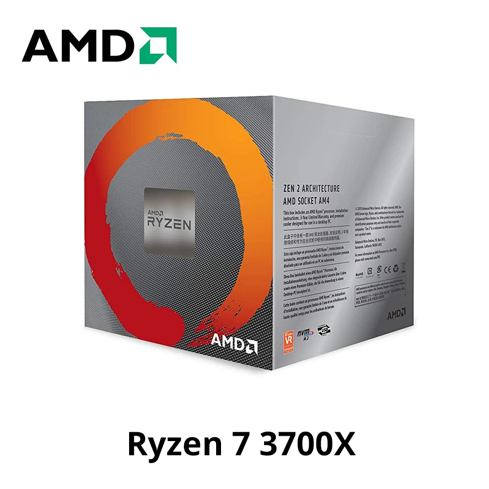 Процессор AMD ryzen 7 3700X3,6 GHz 8-Core 16-Thread 65W третьего поколения процессор Ryzen разъем AM4 Настольный запечатанный ящик с вентилятором кулера