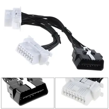 

OBD II 16Pin Male to 2 16 Pin Female Diagnostic Connector Cable Splitter Auto Car Lengthening Wire Harness for Elm327 Adapter