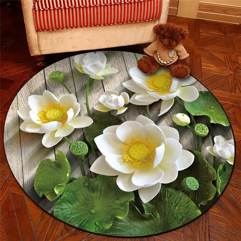 Креативный 3D Круглый Печатный ковер гостиная подкладка для кофейного столика спальня прикроватная компьютерная Подушка для стула Йога декоративный коврик для чистки ковров, для дома