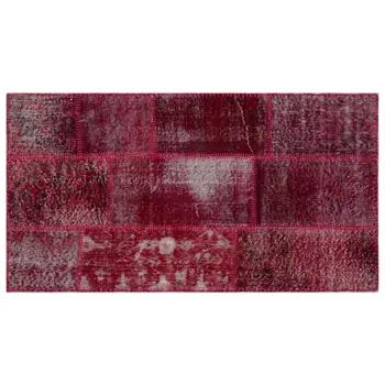 

Handmade Red Vintage Overdyed Patchwork Area Rug 080x150 Cm-2'7''X4'11''