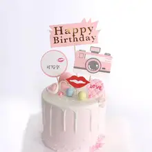 Cakelove 1Set Camera Happy Birthday Cake Decoration Camera Theme Cake Topper Adult Kids Boy Girl Sweet Birthday Party Supplies