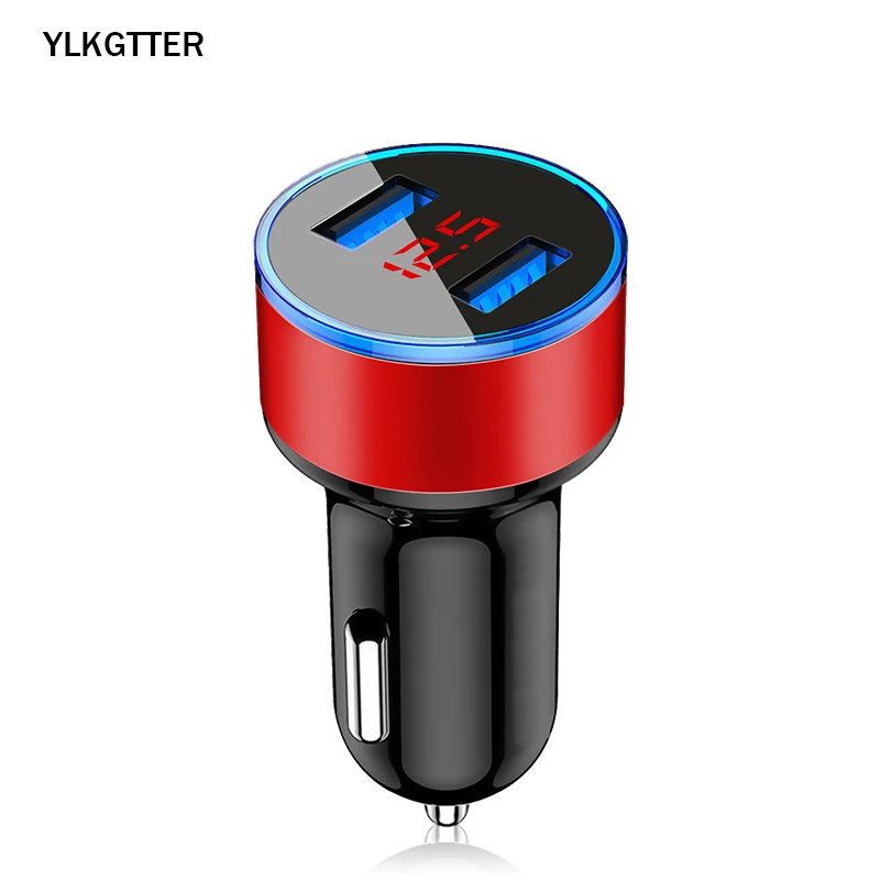 YLKGTTER 3.1A светодиодный дисплей двойной USB Автомобильное зарядное устройство Универсальный мобильный телефон автомобильное зарядное устройство для Xiaomi samsung S8 S9 iPhone XR 11 - Цвет: red