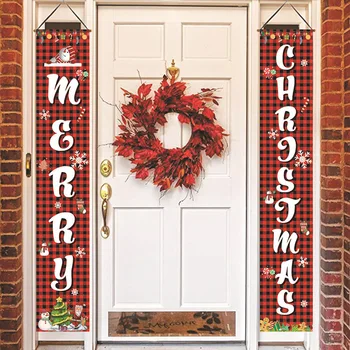 

Christmas Curtain Couplet Home Door Window Holiday Festive Decor Welcome Banner HVR88