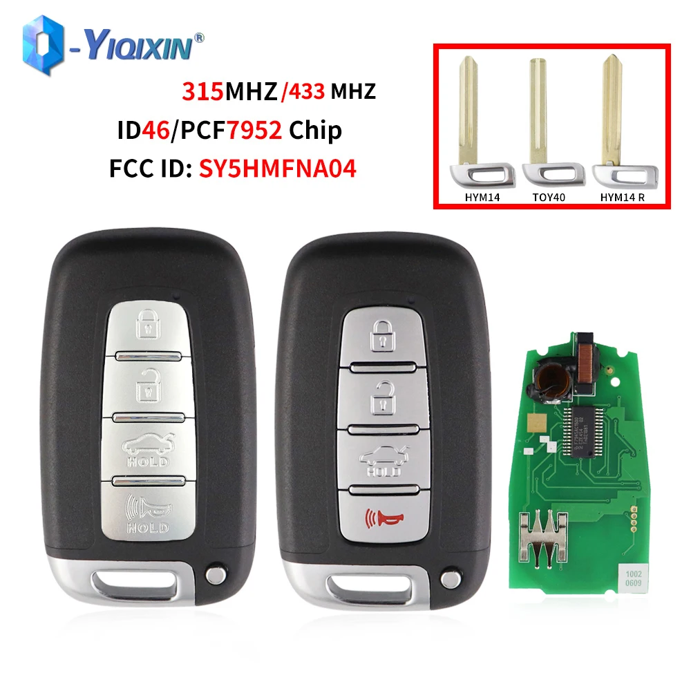 YIQIXIN 4 Buttons 315/433MHZ Remote Car Key For Kia K2 K5 Rio Soul Borrego Sorento Optima Hyundai I30 IX35 Sonata Genesis Equus