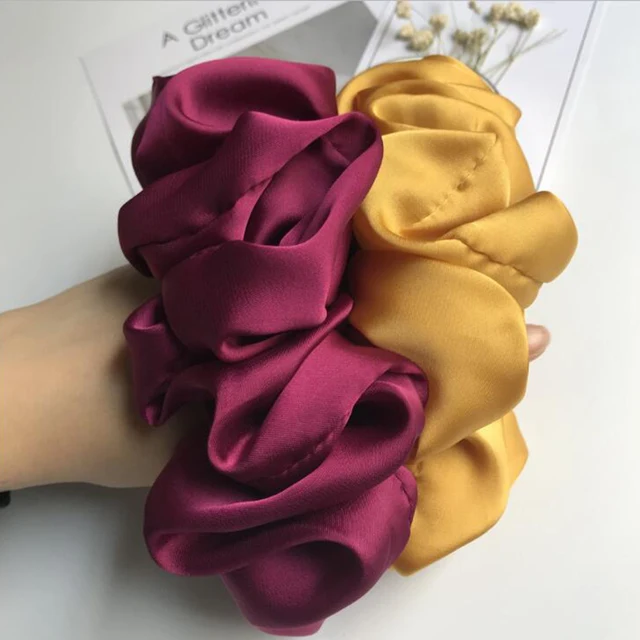 Oversized Scrunchies Big Rubber Hair Ties Elastic Hair Bands Girs Ponytail Holder Smooth Satin Scrunchie Women Hair Accessories 4