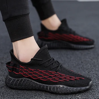

High quality Fashion Men Casual Shoes Hot sale Spring Autumn Casual Shoes Men Breathable Flyknit Casual Men Shoes Black